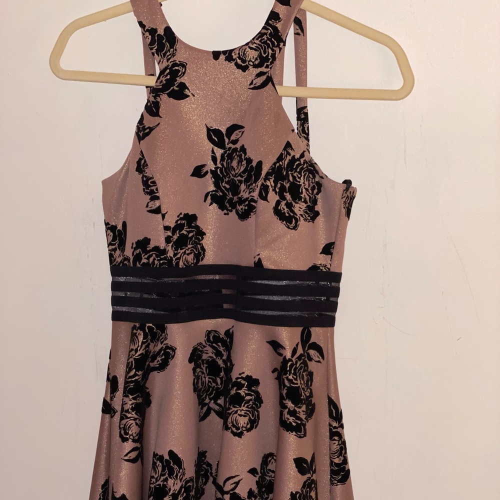 City Studio Pink Glitter Dress with floral details